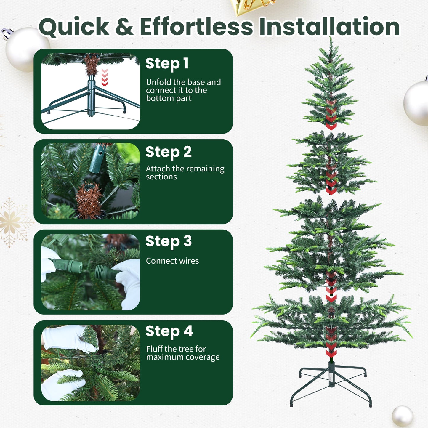NIGSQJB 4-5-6-7ft Christmas Tree with Warm White LED Lights & PE+PVC Tips