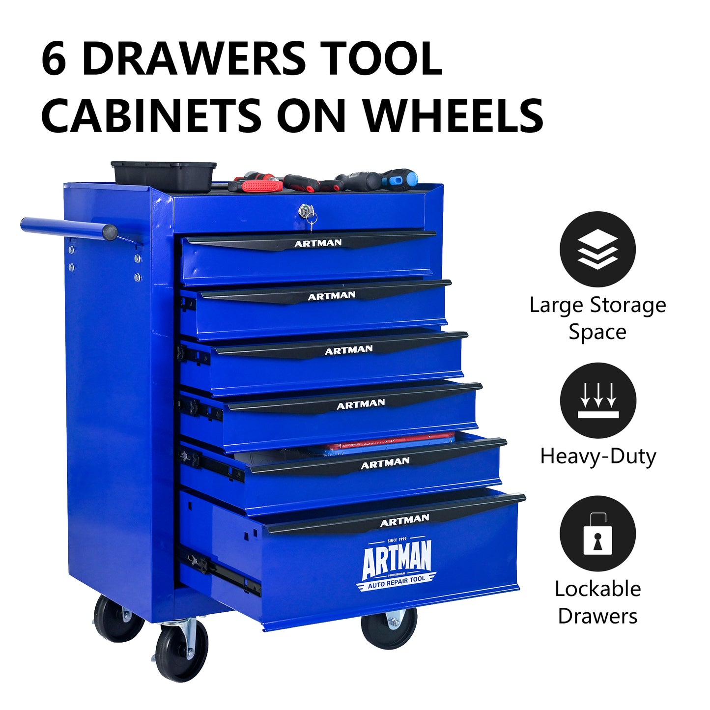 NIGSQJB 30.5"H Rolling Tool Chest with 2-4-5-6-7 Drawers, Blue