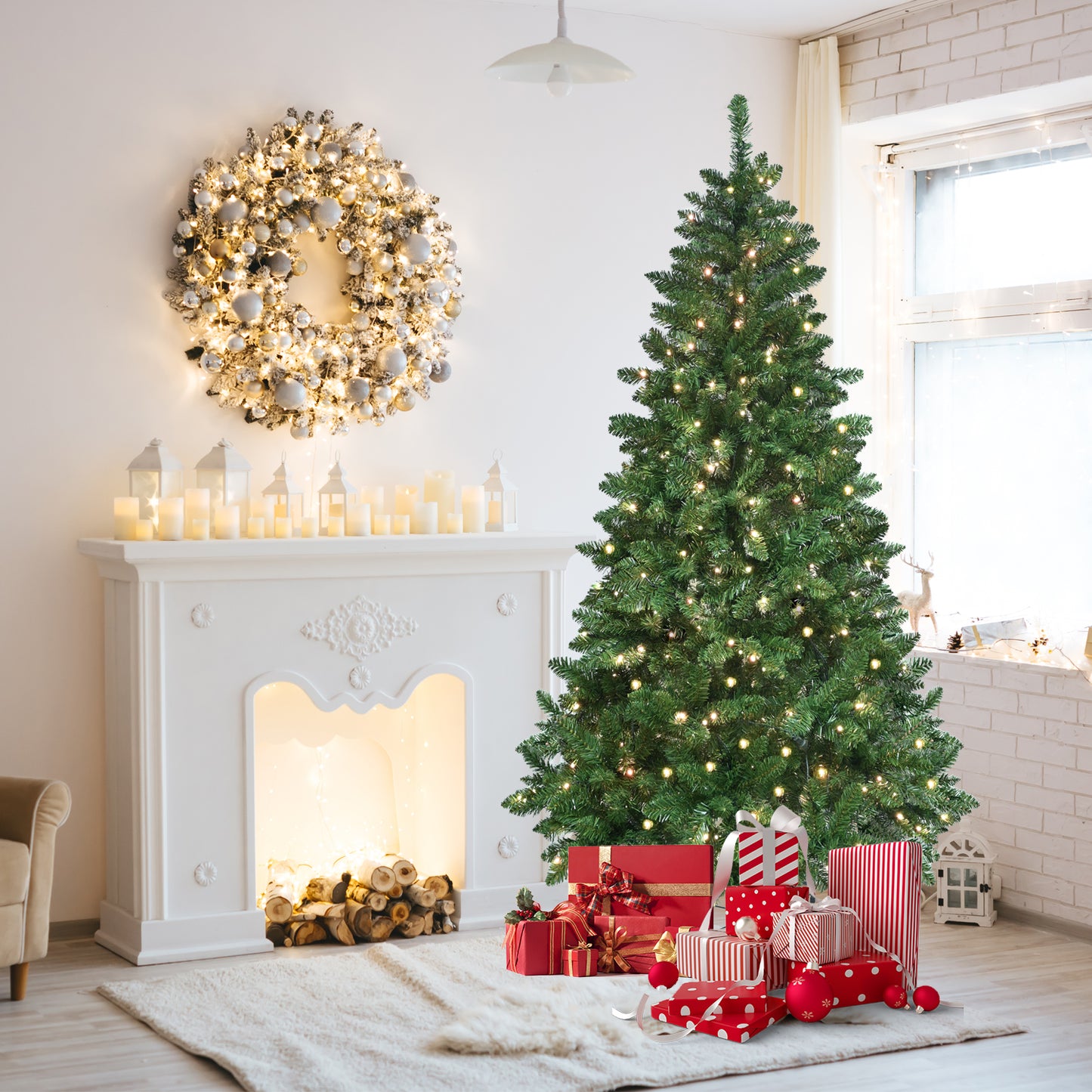 NIGSQJB 6-7-9ft Green Christmas Tree with 38 Modes WiFi-Controlled RGB LED & PVC Tips