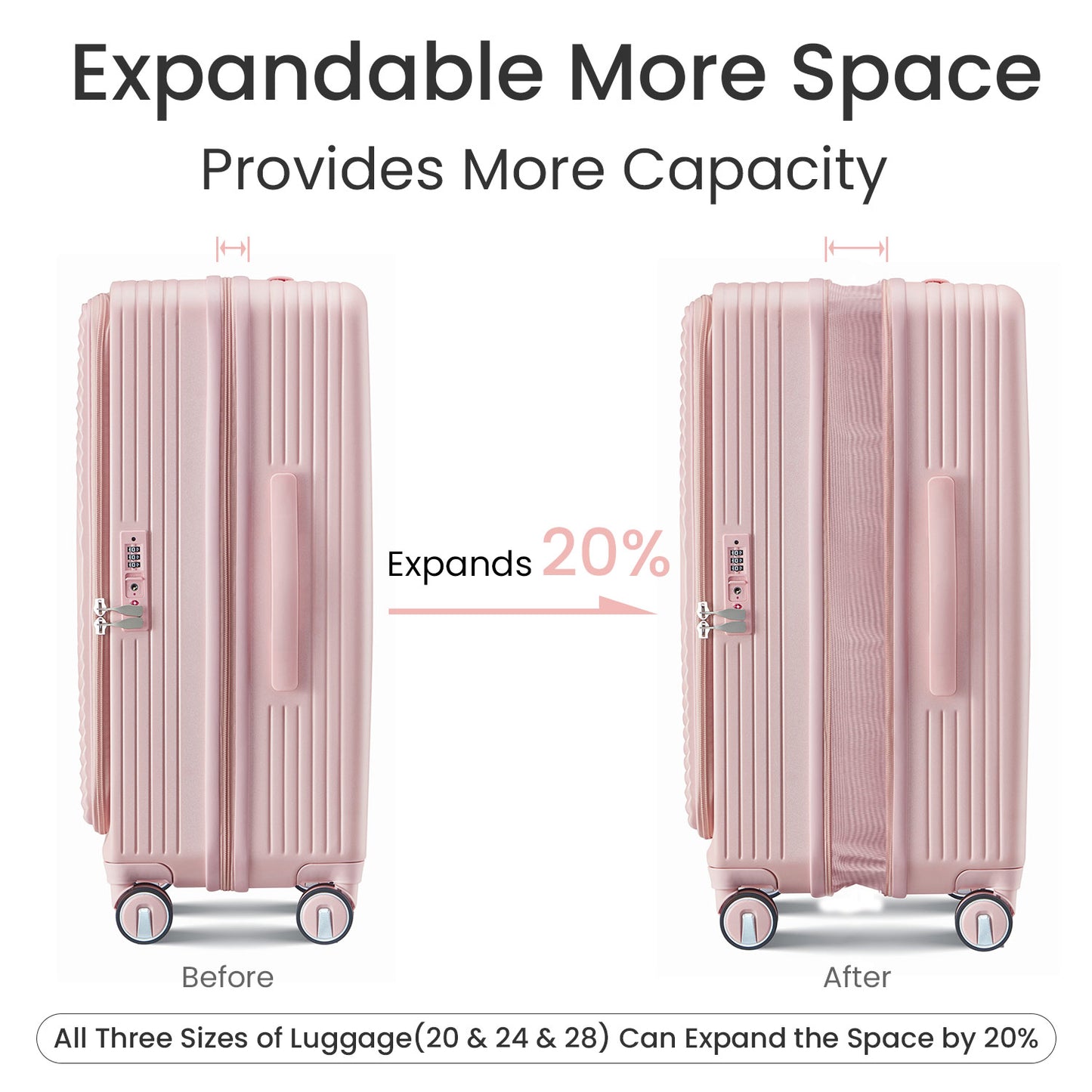NIGSQJB Luggage Sets 3Pcs with PVC Cover & TSA Lock & Double Wheels(20-24-28in)