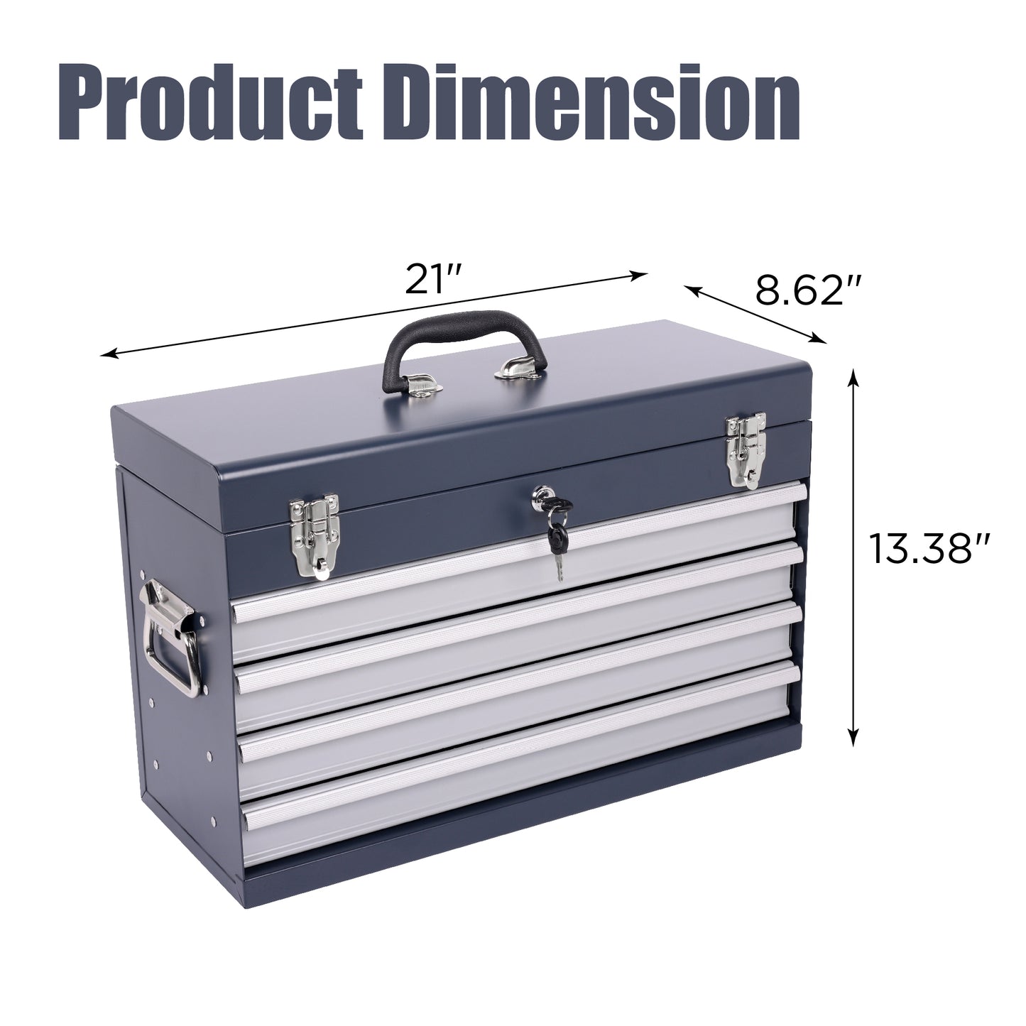 NIGSQJB 20" Portable Metal Tool Box with 5-Layers 4 Drawers, Antique Grey