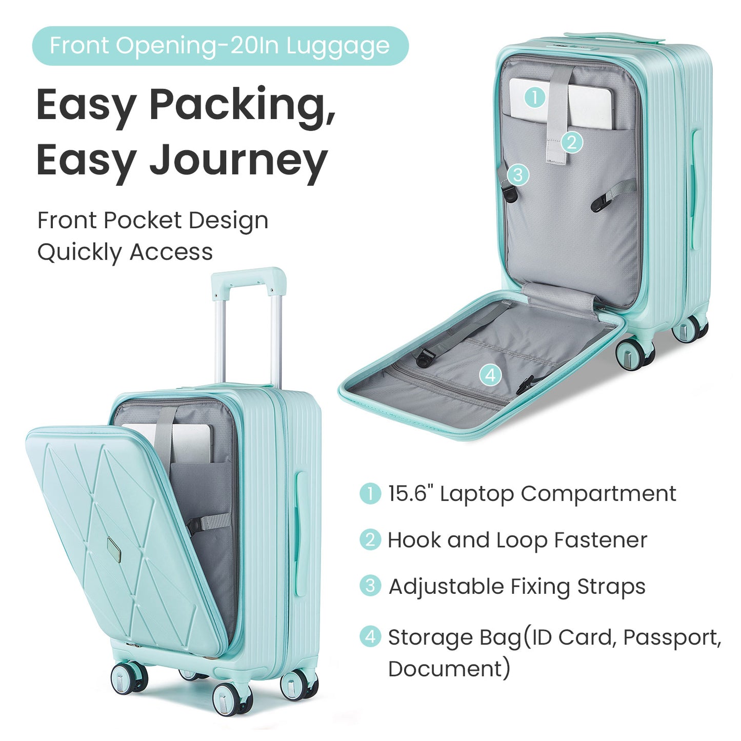 NIGSQJB Luggage Sets 3Pcs with TSA Lock & Double Wheels & PVC Cover (20-24-28in)