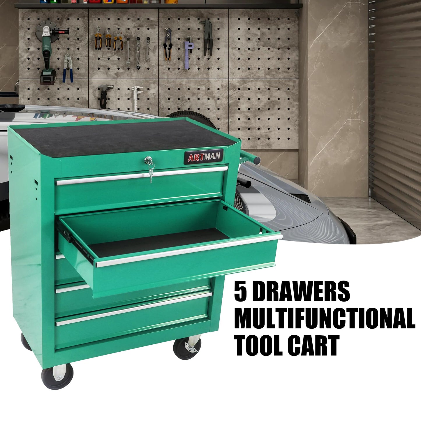 NIGSQJB 29.9"H Rolling Tool Chest Box with 5 Large Drawers