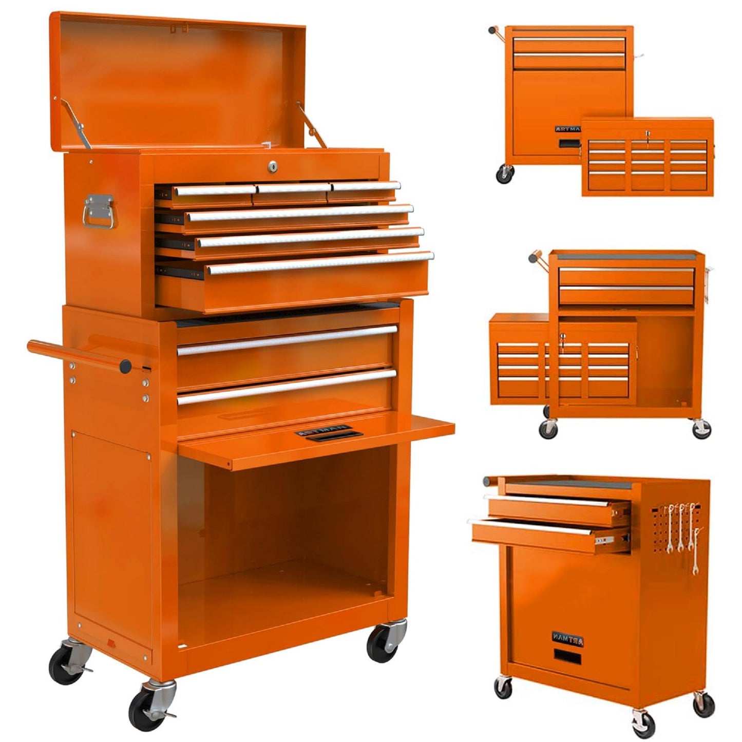 NIGSQJB 2-In-1 43.1"H Rolling Tool Chest with 8 Drawers