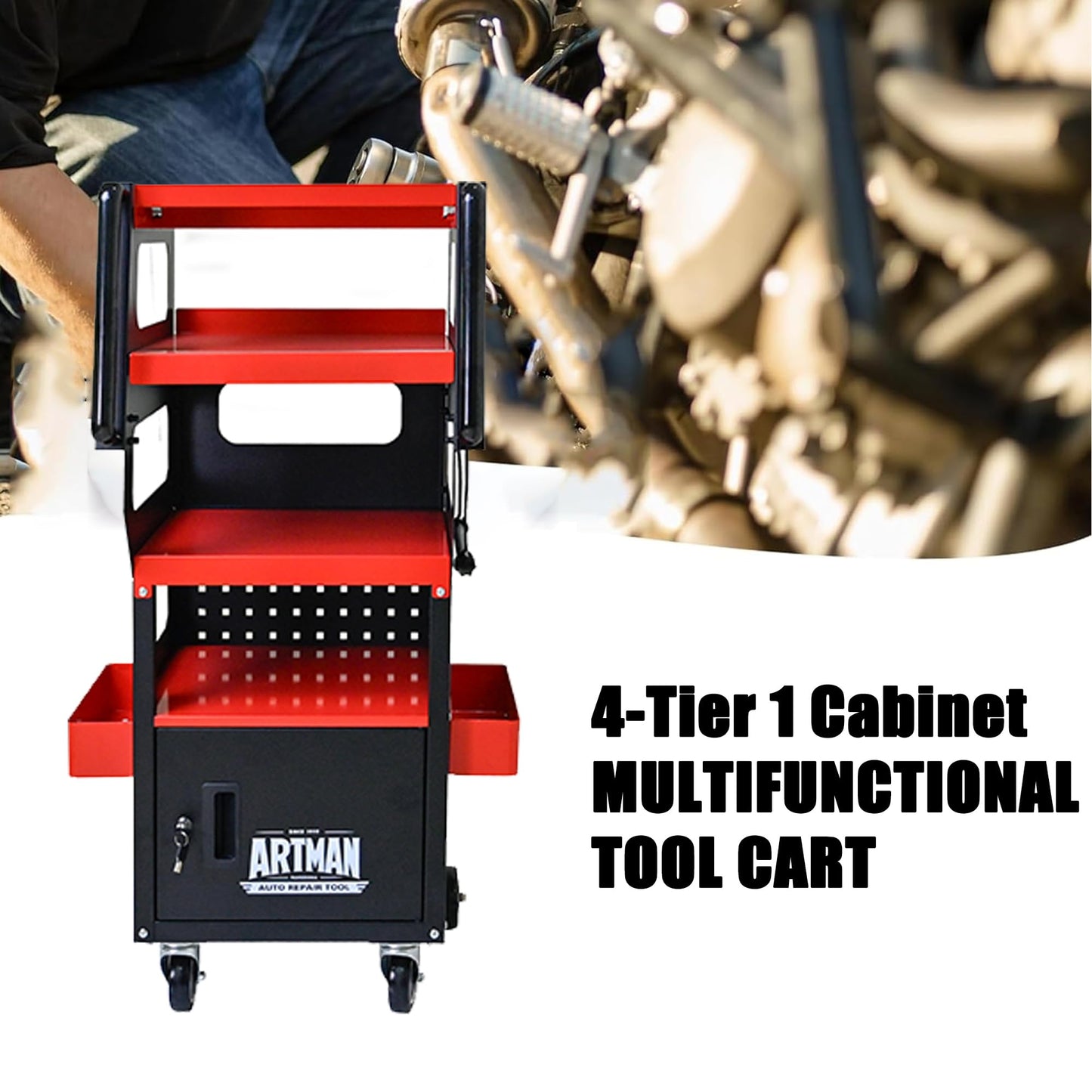 NIGSQJB 4-Tier Multifunctional Tool Chest Cart on Wheels