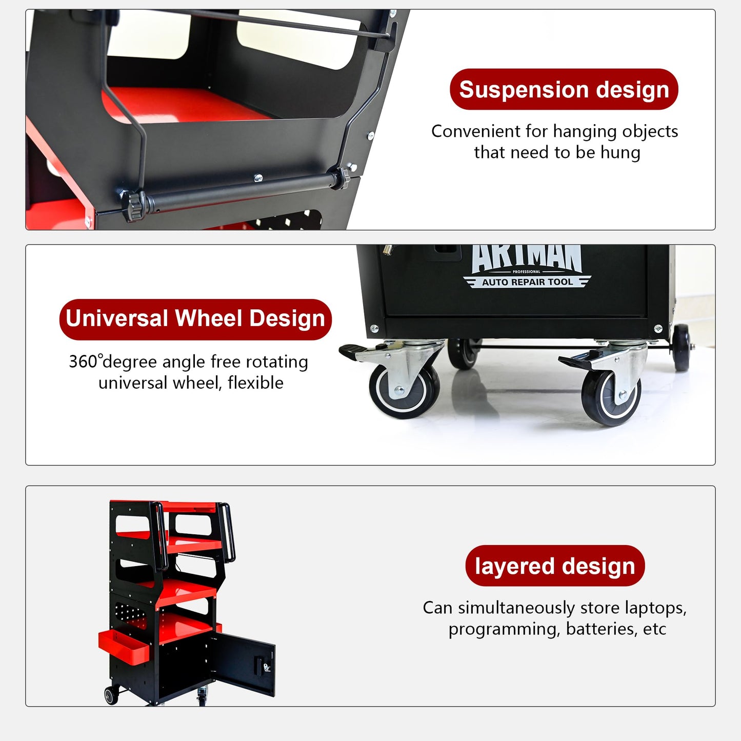 NIGSQJB 4-Tier Multifunctional Tool Chest Cart on Wheels