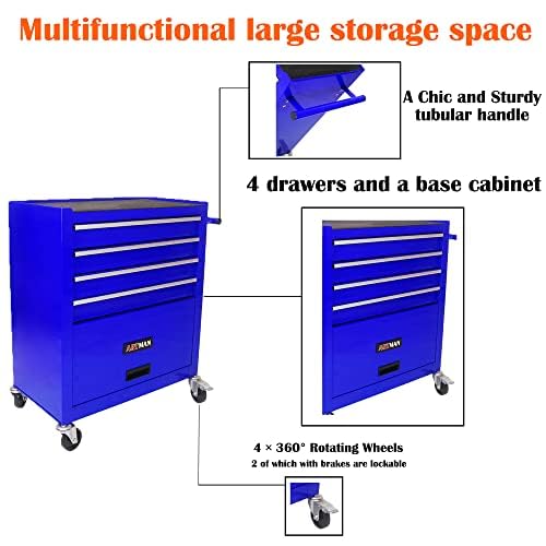 NIGSQJB 29.9"H Rolling Tool Box Organizer with 4 Drawers