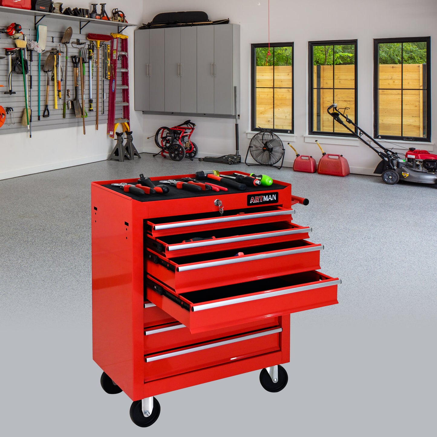 NIGSQJB 29.9"H Rolling Tool Box Cart with 7 Drawers