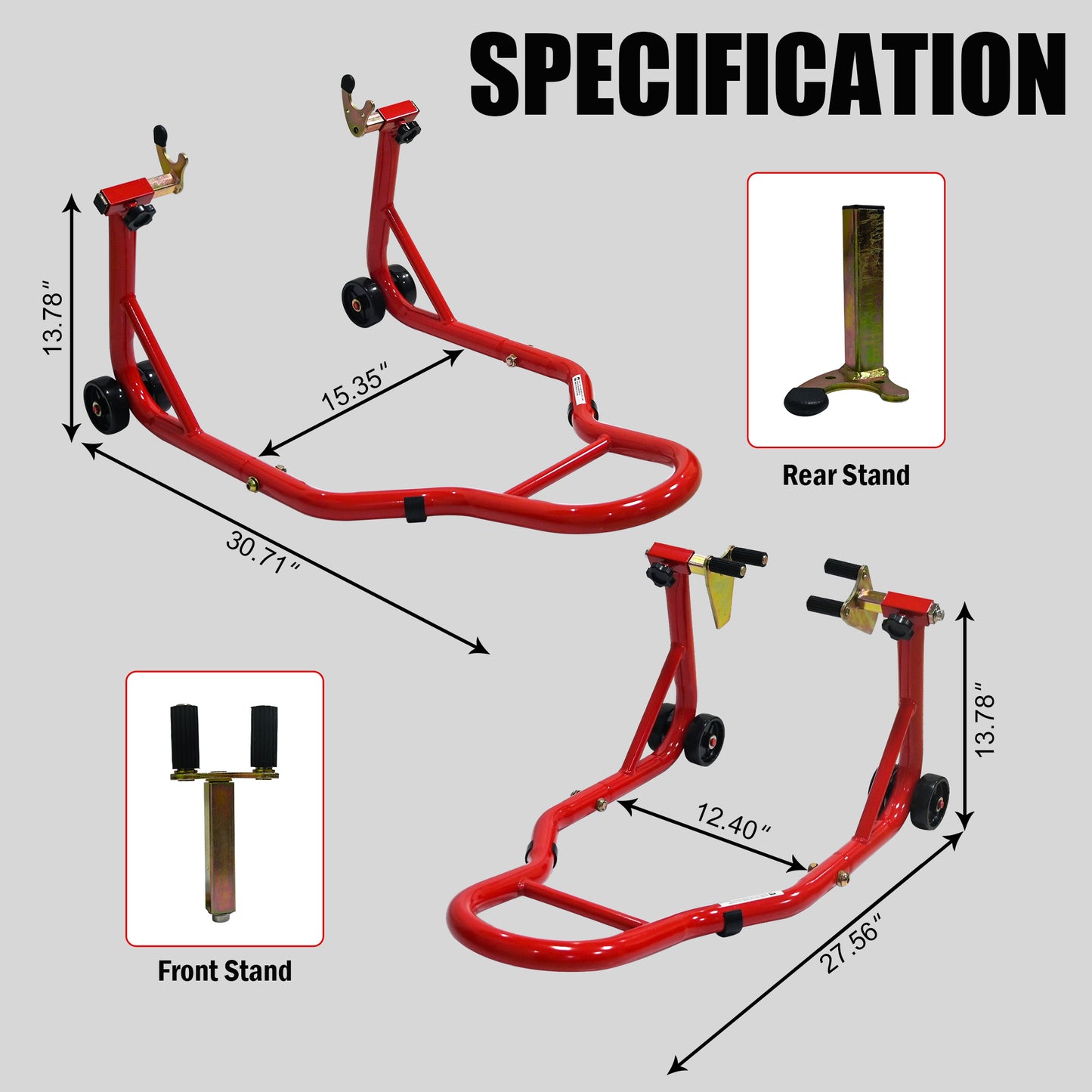 NIGSQJB 440Lbs Motorcycle Stands Front Rear Wheels Lift Combo with U+L Adjustable Swingarm Spool
