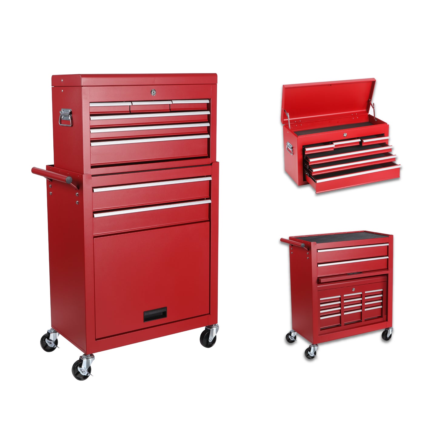 NIGSQJB 8-Drawers Tool Chest with Lockable Wheels Detachable Top & Side Hook