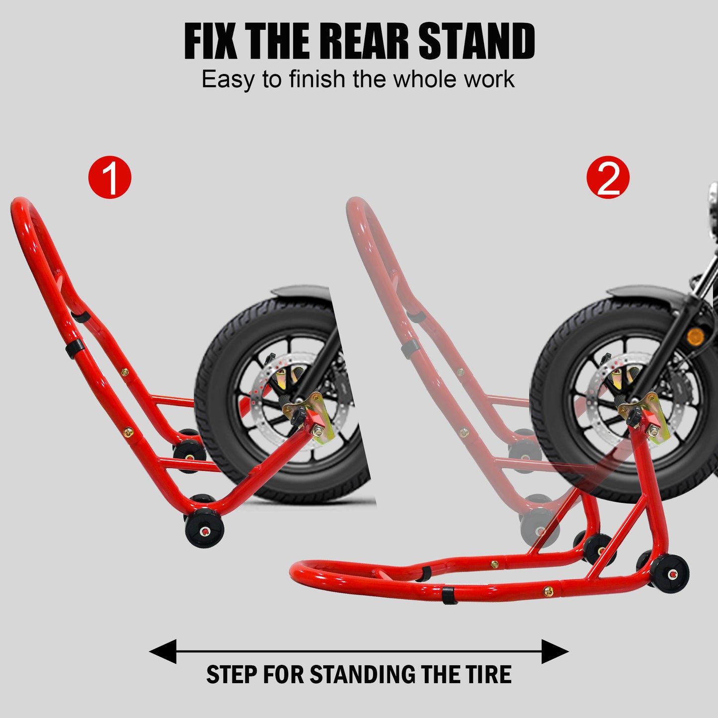 NIGSQJB 440Lbs Motorcycle Stands Front Rear Wheels Lift Combo with U+L Adjustable Swingarm Spool