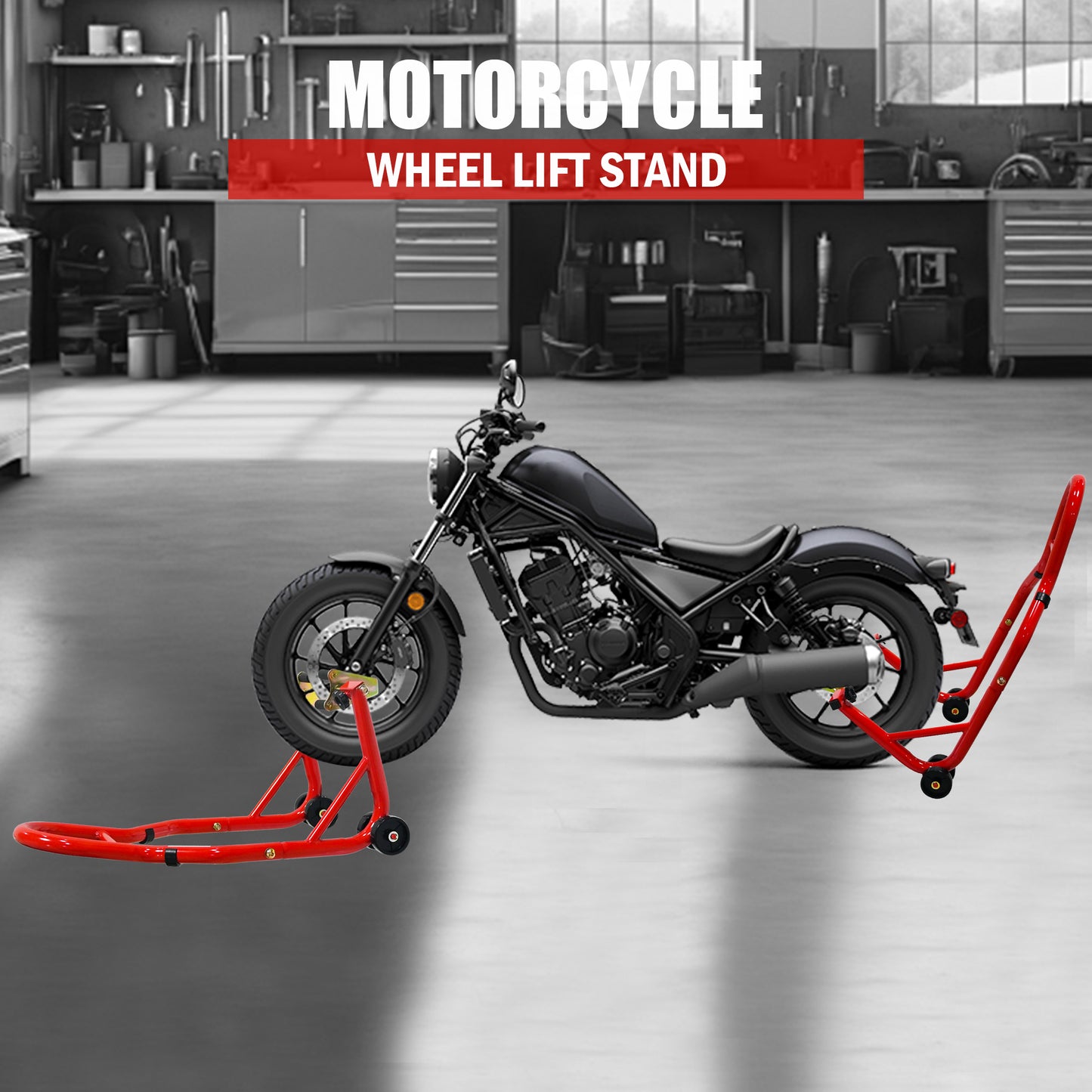 NIGSQJB 440Lbs Motorcycle Stands Front Rear Wheels Lift Combo with U+L Adjustable Swingarm Spool