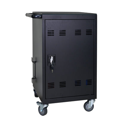 NIGSQJB 32-Device Mobile Charging Station for Chromebook, ipads,Laptop and Tablets, Lockable Charging Cabinet with Cable Management Dividers, Cable Clips, Storage Compartment & Removable Door, Black