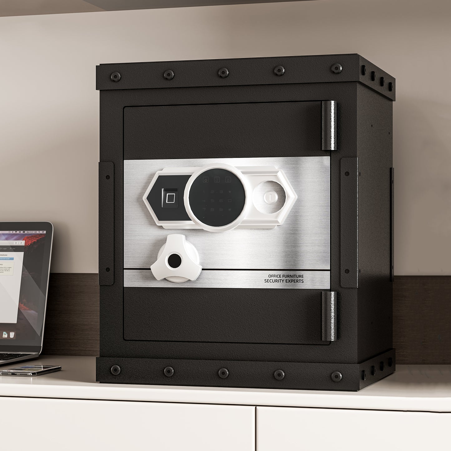 NIGSQJB 3 Unlock Way Safe Storage Cabinet, 20.4x16.5x14.1″ Steel Safe Box Storage Locker for Home, Office, School, Black