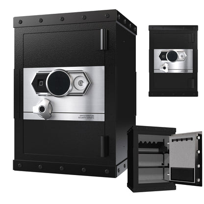 NIGSQJB 3 Unlock Way Safe Storage Cabinet, 24.4x16.5x14.9″ Steel Safe Box Storage Locker for Home, Office, School, Black