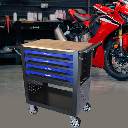 NIGSQJB 35.4"H Tool Chest Cart on Wheels w/ 4 Drawers,Wooden Top