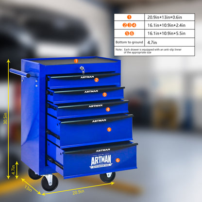 NIGSQJB 30.5"H Rolling Tool Chest with 2-4-5-6-7 Drawers, Blue