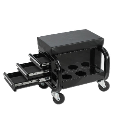 NIGSQJB 3 Drawers Tool Chest Rolling Mechanic Seat 350lbs Capacity