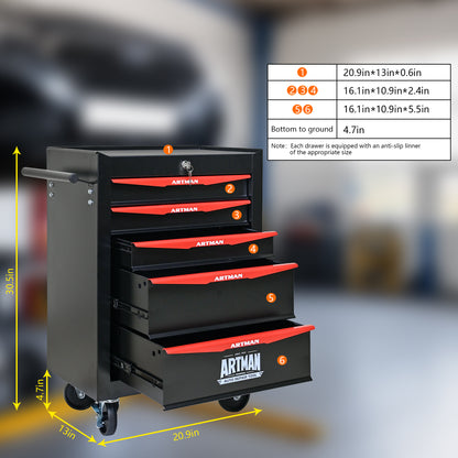 NIGSQJB 30.5"H Rolling Tool Chest with 4-5-6-7 Drawers, Black Red