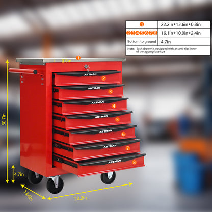 NIGSQJB 30.7"H Multifunctional Rolling Tool Chest with 4-5-6-7 Drawers , Stainless Steel Roof
