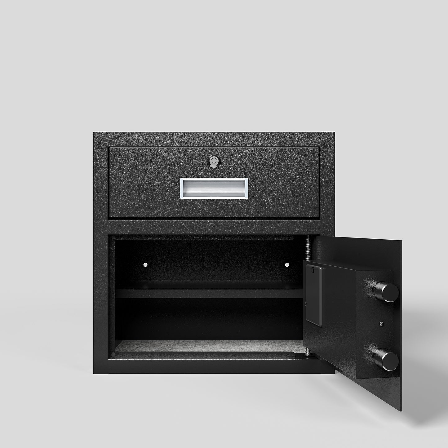 NIGSQJB 1.69 Cubic Feet Storage Cabinet, Steel Safe Box with Drawer & Fingerprint Biometric & 3 Unlock Way, Upgrade Silent & Anti-Theft, LED Light, Safety Box for Home, Office, School, Black