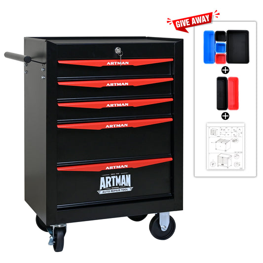 NIGSQJB 30.5"H Rolling Tool Chest with 4-5-6-7 Drawers, Black Red