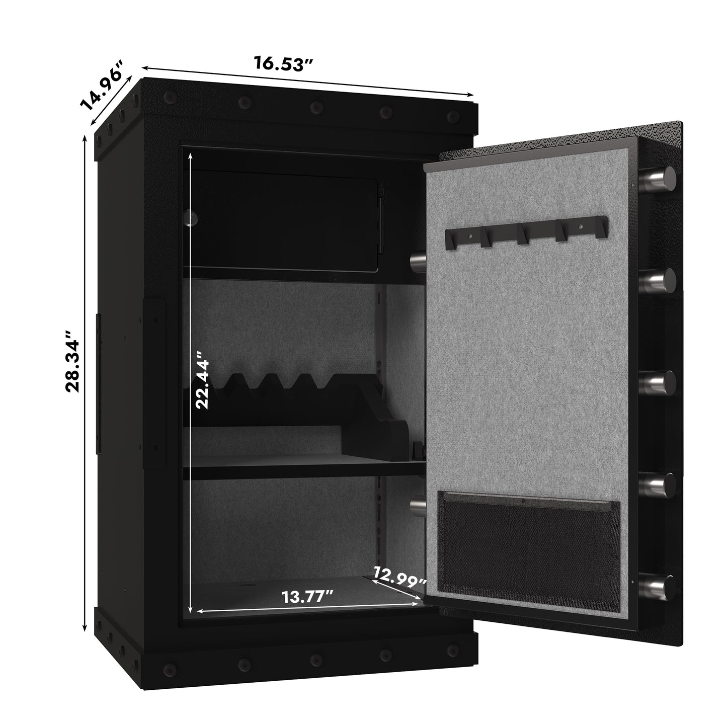 NIGSQJB 3 Unlock Way Safe Storage Cabinet, 28.3x16.5x14.9″ Steel Safe Box Storage Locker for Home, Office, School, Black