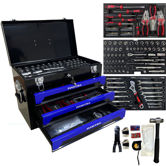 NIGSQJB 439 Pcs Tool Sets with 3 Drawers Tool Box Organizer