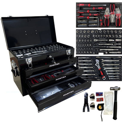 NIGSQJB 439 Pcs Tool Sets with 3 Drawers Tool Box Organizer