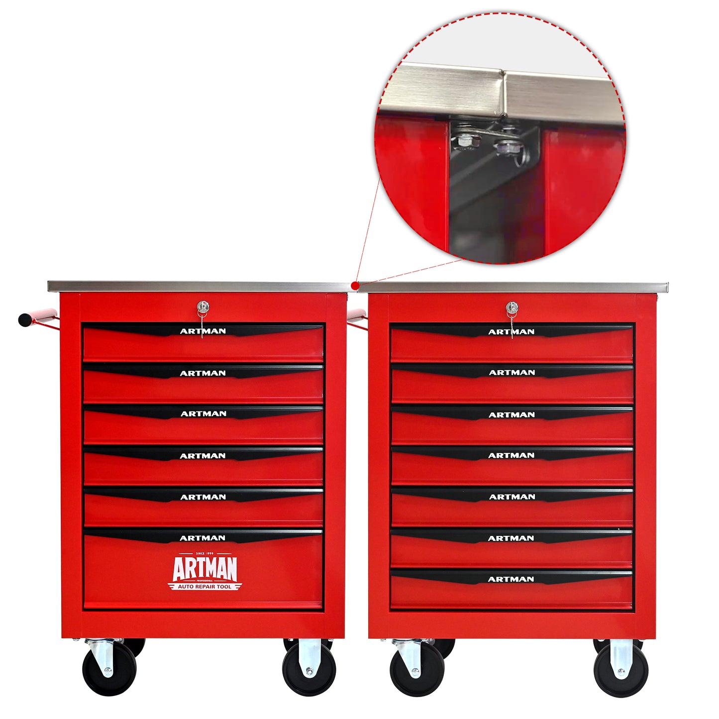 NIGSQJB 30.7"H Multifunctional Rolling Tool Chest with 4-5-6-7 Drawers , Stainless Steel Roof