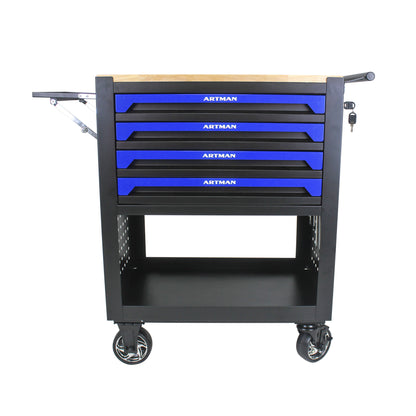 NIGSQJB 35.4"H Tool Chest Cart on Wheels w/ 4 Drawers,Wooden Top