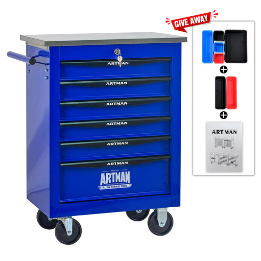 NIGSQJBT 30.7"H Lockable Multifunctional Rolling Tool Chest with 4-5-6-7 Drawers, Blue