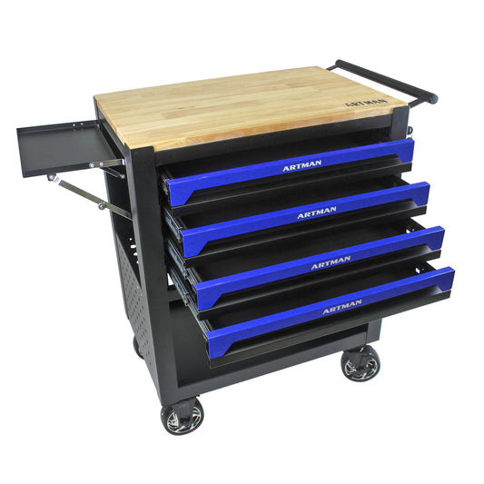NIGSQJB 35.4"H Tool Chest Cart on Wheels w/ 4 Drawers,Wooden Top
