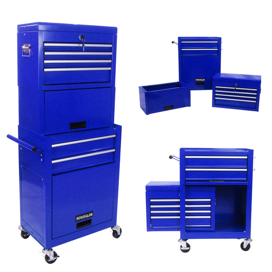 ﻿ NIGSQJB 3-In-1 52"H Rolling Tool Chest with 6 Drawers