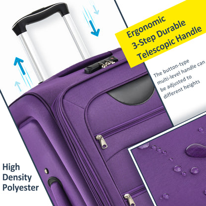 NIGSQJB Softside Luggage Sets 3 Piece