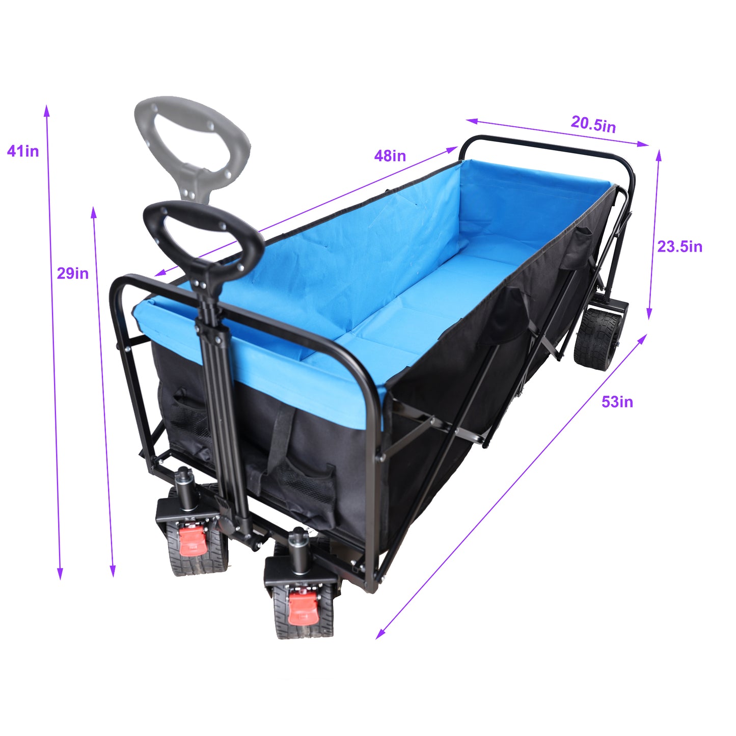 NIGSQJB 53" Folding Wagon Cart 150lbs Large Capacity Extra Long