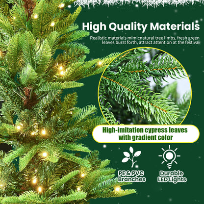 NIGSQJB 4-5-6-7ft Christmas Tree with Warm White LED Lights & PE+PVC Tips