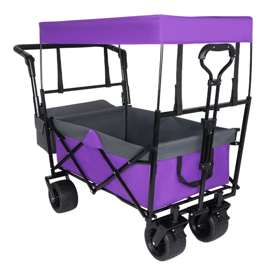 NIGSQJB 480lbs Versatility Shopping Cart with 7"x4"  Large Wheels&Drink Holders&Removable Canopy