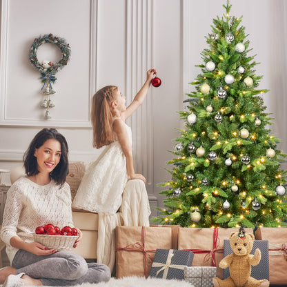 NIGSQJB 5-6-7-8-9ft Pre-Lit Christmas Tree with Warm White LED Lights & Tips
