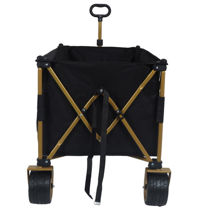 NIGSQJB 51" Extra Long Large Heavy-Duty Foldable Utility Shopping Wagon Cart Black