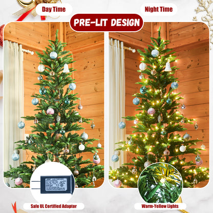 NIGSQJB 4-5-6-7ft Christmas Tree with Warm White LED Lights & PE+PVC Tips