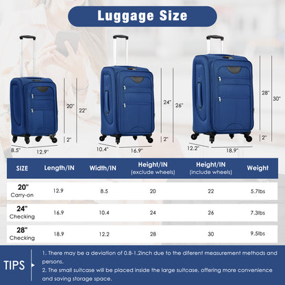 NIGSQJB Softside Expandable Luggage Sets 5 Piece