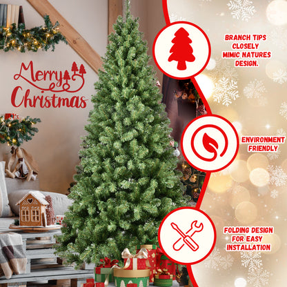 NIGSQJB 5-6-7-8-9ft Pre-Lit PVC Christmas Tree with UL Lights & Tips & Auto-Unfold Memory Wire