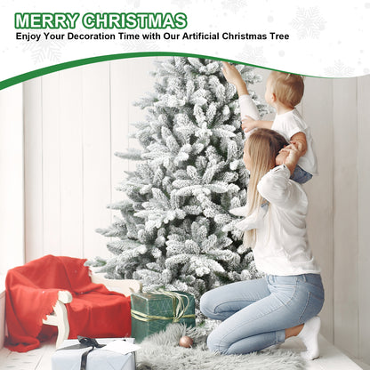 NIGSQJB 5-6-7ft Flocked Christmas Tree with Tips