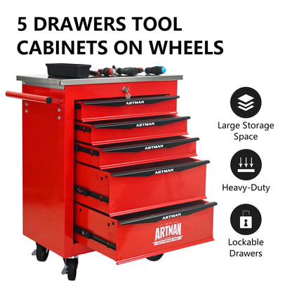 NIGSQJB 30.7"H Multifunctional Rolling Tool Chest with 4-5-6-7 Drawers , Stainless Steel Roof