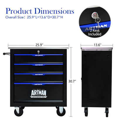 NIGSQJB 30.7"H Lockable Rolling Tool Chest with 2-4-5-6-7 Drawers, Black Blue