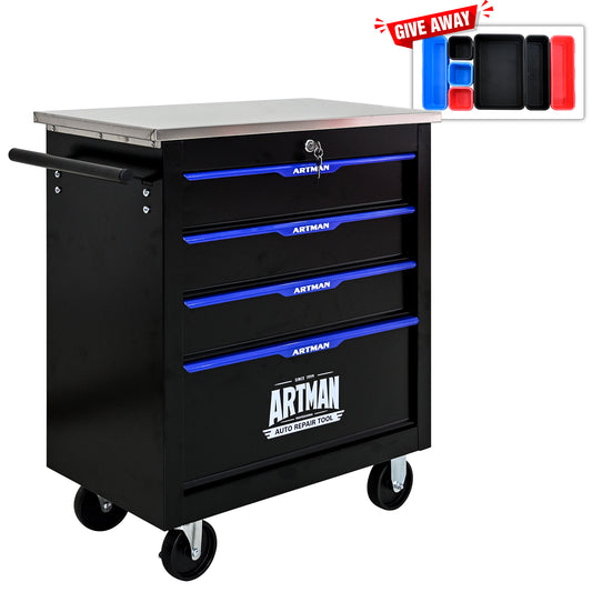 NIGSQJB 30.7"H Lockable Rolling Tool Chest with 2-4-5-6-7 Drawers, Black Blue