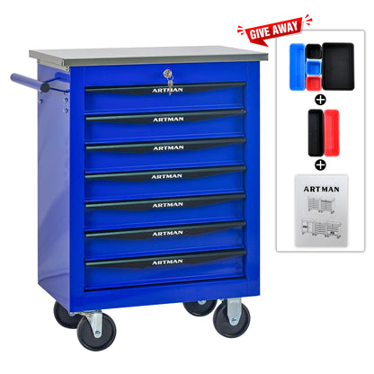 NIGSQJBT 30.7"H Lockable Multifunctional Rolling Tool Chest with 4-5-6-7 Drawers, Blue