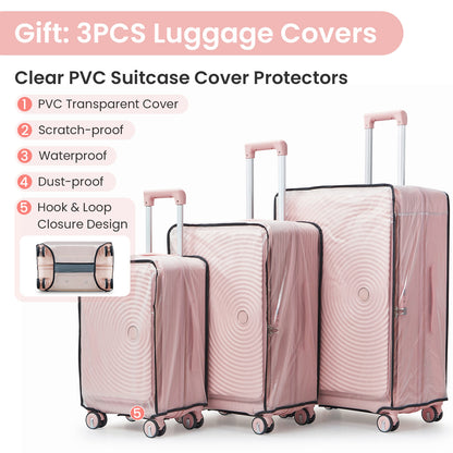 NIGSQJB Luggage Sets 3Pcs with PVC Cover & TSA Lock & Double Wheels(20-24-28in)