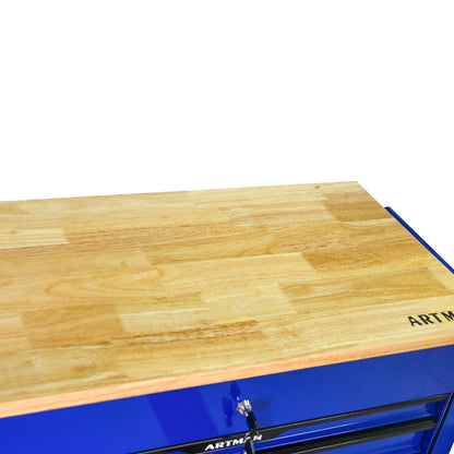NIGSQJB 3 Drawers Tool Chest on Wheels with Wood Top